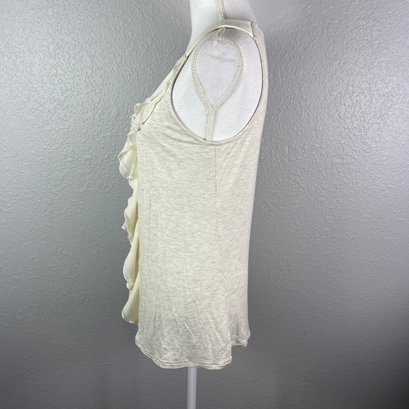 Women's Kenar - off white tank top with ruffle detail size Larg - Picture 5 of 10